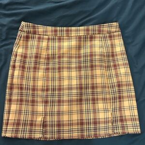Plaid Women's Skirt in Yellow and Brown